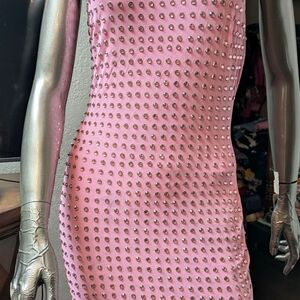 Banjul Pink Mini Dress with Silver Studs
